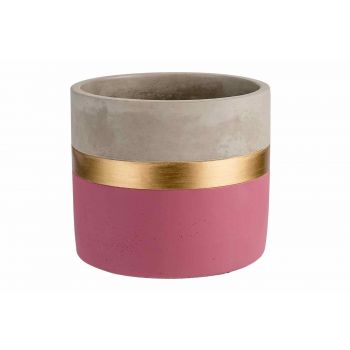 Cosy @ Home Gold Flowerpot Mettalic Line Old Pink 13