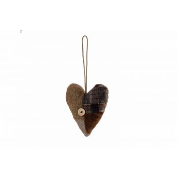 Cosy @ Home Hanger Patchwork Heart Brown 17x5xh20cm