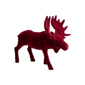 Cosy @ Home Elk Flocked Dark Red 26x16xh21cm Synthet