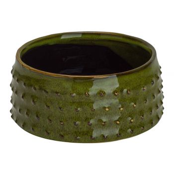 Cosy @ Home Bowl Glazed Embossed Dots Green 15,5x15,