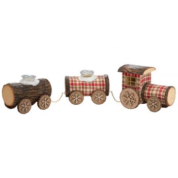 Cosy @ Home Tealight Holder Train  Red Green 88x11xh