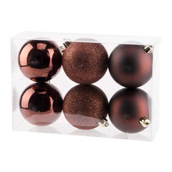 Cosy @ Home Xmas Ball Set6 Mix Chocolate D8cm Synthe