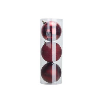 Cosy @ Home Xmas Ball Set3 Mix Dark Red D15cm Synthe