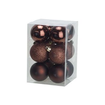 Cosy @ Home Xmas Ball Set12 Mix Chocolate D6cm Synth