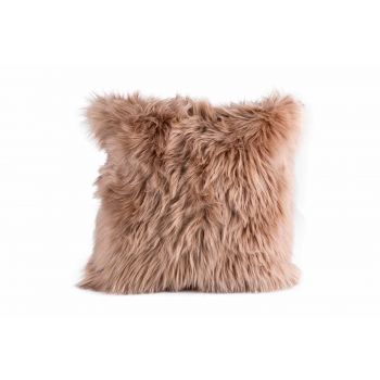 Cosy @ Home Cushion Fur Camel 45x45xh10cm Polyester
