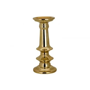Cosy @ Home Candle Holder Gold 12x12xh27cm Round Cer