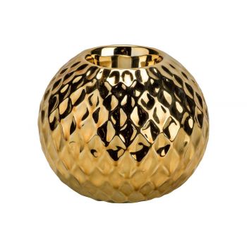 Cosy @ Home Tealight Holder Diamond Pattern Gold 11x