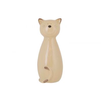 Cosy @ Home Cat Round Beige 4,6x5xh12cm Ceramic
