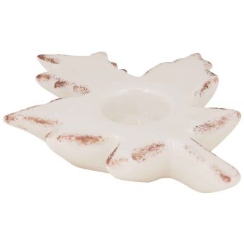 Cosy @ Home Tealight Holder Leaf Antique Look Cream