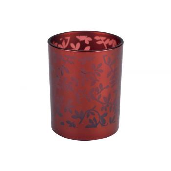 Cosy @ Home Tealight Holder Leaves Red D10xh12,5cm G