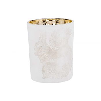 Cosy @ Home Tealight Holder Squirrel White D7xh8cm G