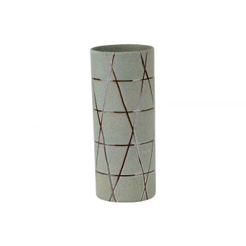 Cosy @ Home Vase Tube Bronze Lines Grey 12x12xh30cm