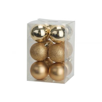 Cosy @ Home Xmas Ball Set12 Mix Gold D6cm Synthetic