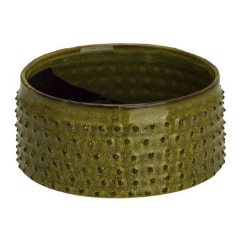 Cosy @ Home Bowl Glazed Embossed Dots Green 19,5x19,