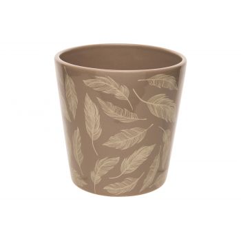 Cosy @ Home Flowerpot Feathers Taupe 13x13xh13cm Con