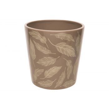 Cosy @ Home Flowerpot Feathers Taupe 15x15xh15cm Con