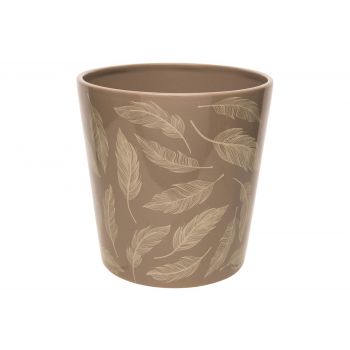 Cosy @ Home Flowerpot Feathers Taupe 17x17xh17cm Con