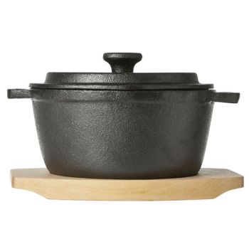 Cosy & Trendy Cast Iron Pot 13,5cm Wooden Board 550ml