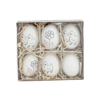 Cosy @ Home Easter Egg Set6 Bird White D6cm Syntheti
