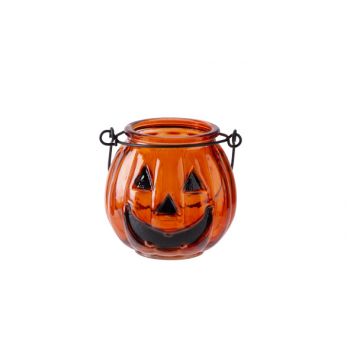 Cosy @ Home Glass Lantern Pumpkin 7.5x8cm Orange