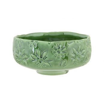 Cosy @ Home Bowl Flowers Lustre Finish Green 16x16xh