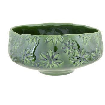 Cosy @ Home Bowl Flowers Lustre Finish Green 21x21xh