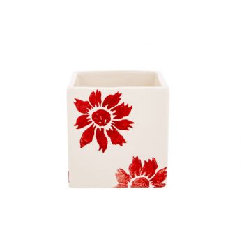 Cosy @ Home Flowerpot Flowers Red 8x8xh8cm Square St
