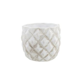 Cosy @ Home Flowerpot Facet Washed Cream 13x13xh13cm