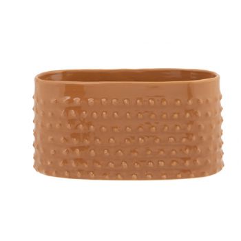 Cosy @ Home Planter Glazed Embossed Dots Camel 22x13