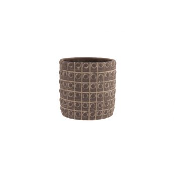 Cosy @ Home Flowerpot Relief Dots Brown 14,5x14,5xh1