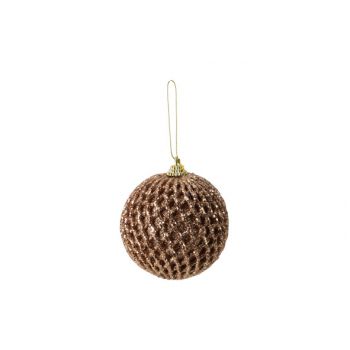 Cosy @ Home Xmas Ball Wafeled Glitter Copper D8cm Fo