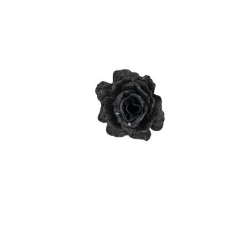 Cosy @ Home Rose Clip Glitter Black D10cm Synthetic