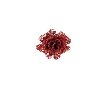 Cosy @ Home Rose Clip Glitter Red 10x10xh8cm Synthet