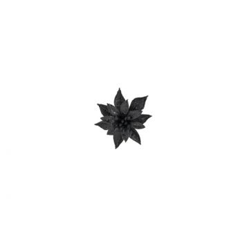 Cosy @ Home Poinsettia Clip Glitter Black D8cm Synth