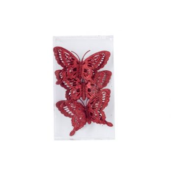Cosy @ Home Butterfly Set3 Glitter Red 14x3xh9cm Syn