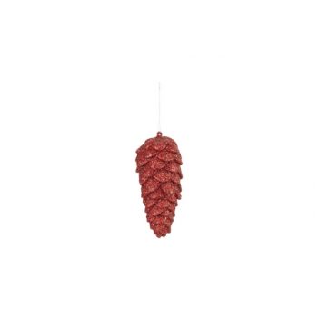 Cosy @ Home Pine Cone Hanger Glitter Red 6x6xh13cm S