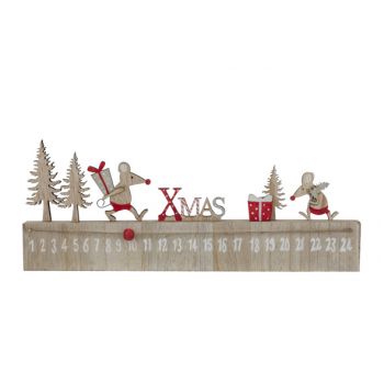 Cosy @ Home Advent Calender Mouse Red Grey 35x2xh13