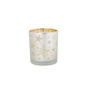 Cosy @ Home Tealight Holder Stars Frosted Gold 7x7xh