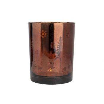 Cosy @ Home Tealight Holder Flakes And Trees Copper
