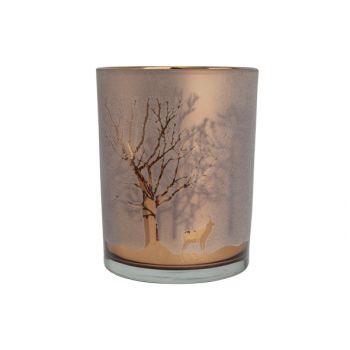 Cosy @ Home Tealight Holder Trees Copper 10x10xh13cm