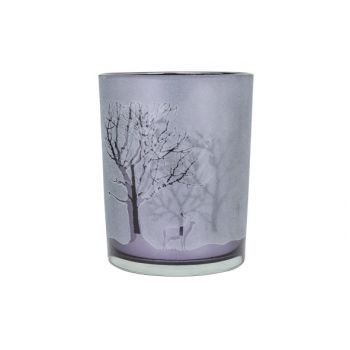 Cosy @ Home Tealight Holder Trees Grey 10x10xh13cm G