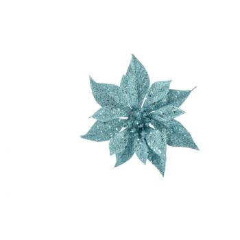 Cosy @ Home Poinsettia Clip Glitter Blue D18cm