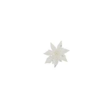 Cosy @ Home Poinsettia Clip Glitter White D8cm Synth