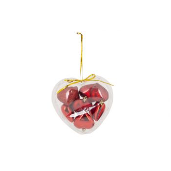 Cosy @ Home Xmas Ball Set8 Heart Mix Red D5cm Synthe
