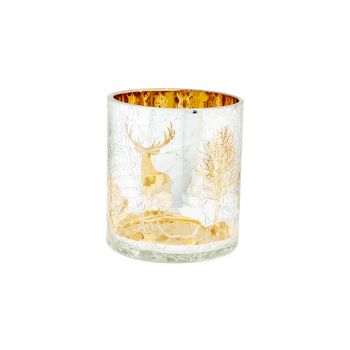 Cosy @ Home Tealight Holder Cracle Deer Silver 9,5x9
