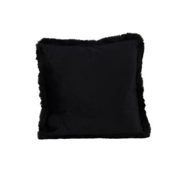 Cosy @ Home Cushion Fur Piping Black 45x45xh10cm Pol