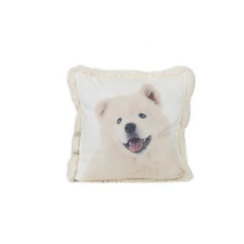 Cosy @ Home Cushion White Dog Fur Piping Cream 45x45