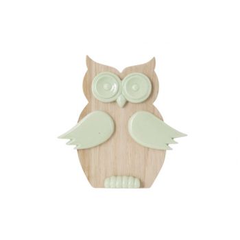 Cosy @ Home Owl Wood Green 15,5x3,1xh14,4cm Round Do