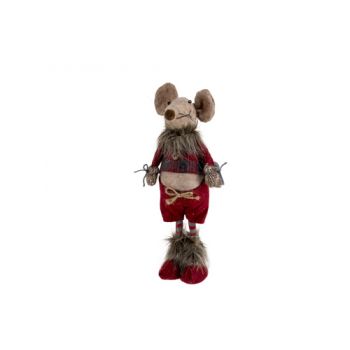 Cosy @ Home Xmas Figure Mouse Boy Burgundy 14x12xh32