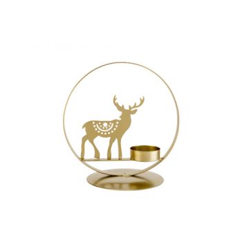 Cosy @ Home Tealight Holder Circle Deer  Gold 15,5x1